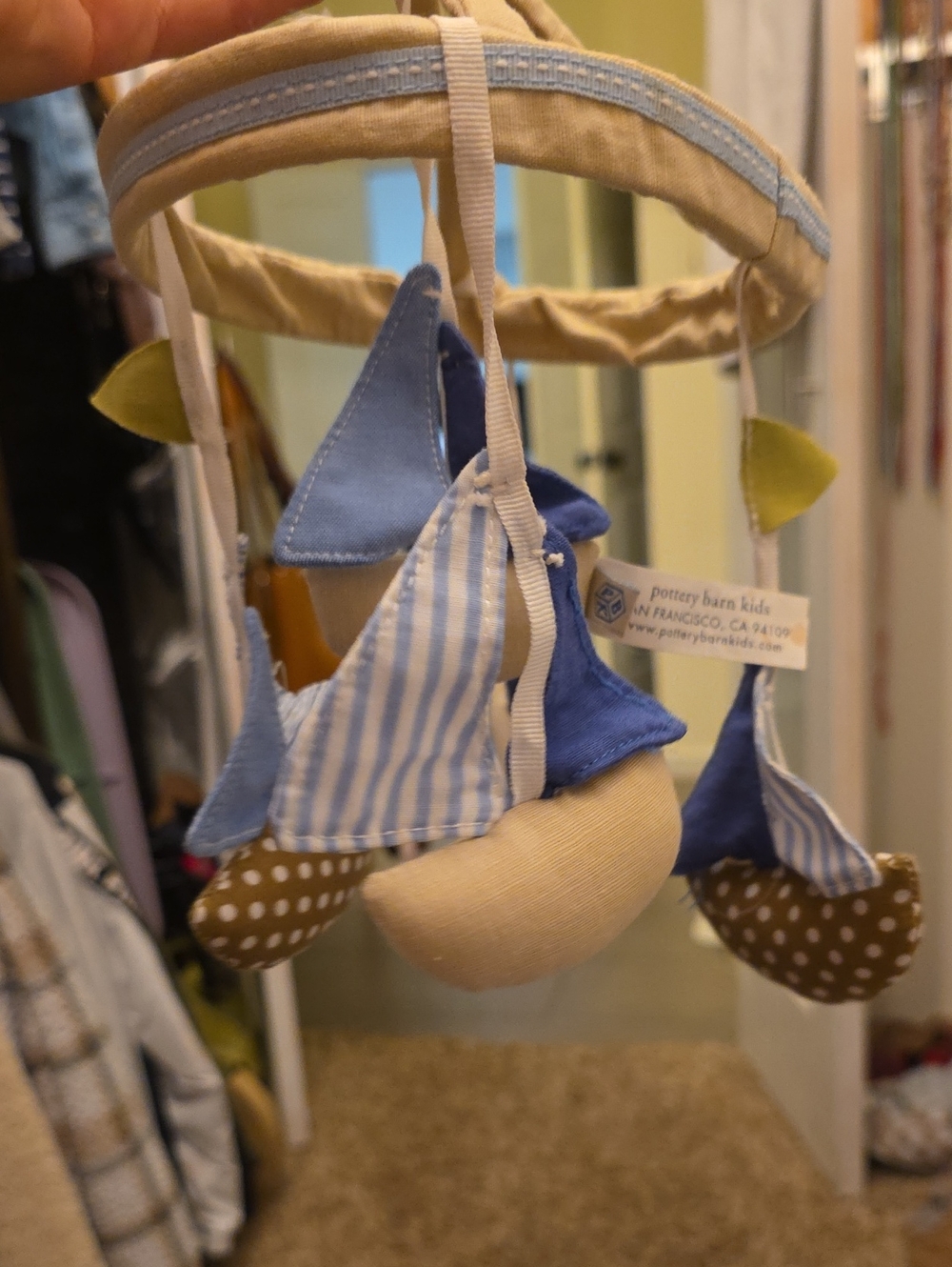 Pottery Barn Kids Blue, Beige and Brown Hanging Nursery Mobile